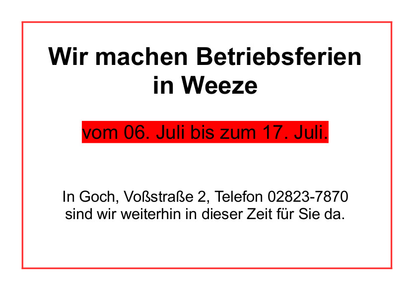 Betriebsferien 2026